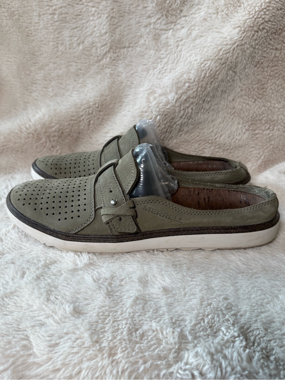 Merrell Vertiver Around Town Slip-On shoes Olive/Sage Green Nubuck Leather Sz 8